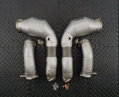 RedStar Exhaust Приемные трубы (Downpipes) спорт-кат HJS HD 130мм с термозащитой BMW X5M F95 / X6M F96 LCI (S68)