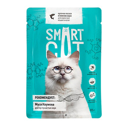 Smart Cat Паучи для кошек и котят кусочки Лосося в соусе, 85гр