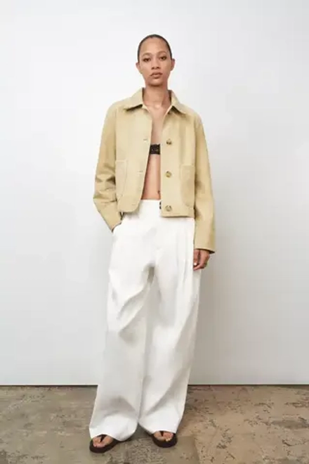 ZARA КУРТКА ИЗ 100% ЗАМШИ, ЦВЕТ СЛИВОЧНОГО МАСЛА