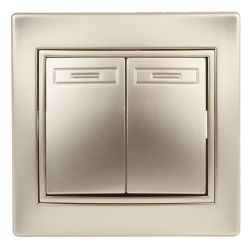 Переключатель Intro Plano 1-107-04 двухклавишный, 10А-250В, IP20, СУ, шампань | Intro Plano Шампань