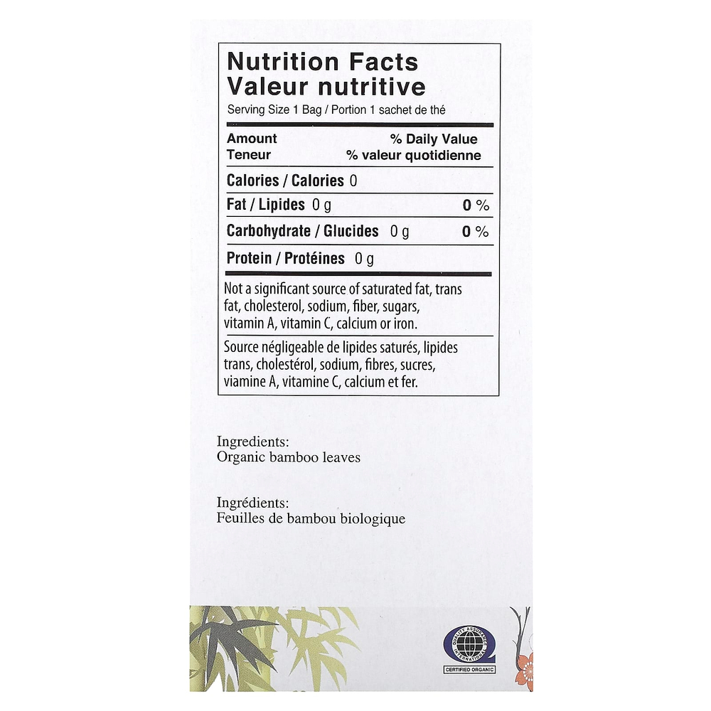 Uncle Lee's Tea, органический бамбуковый чай, оригинальный, без кофеина, 18 чайных пакетиков, 28,8 г (1,02 унции)