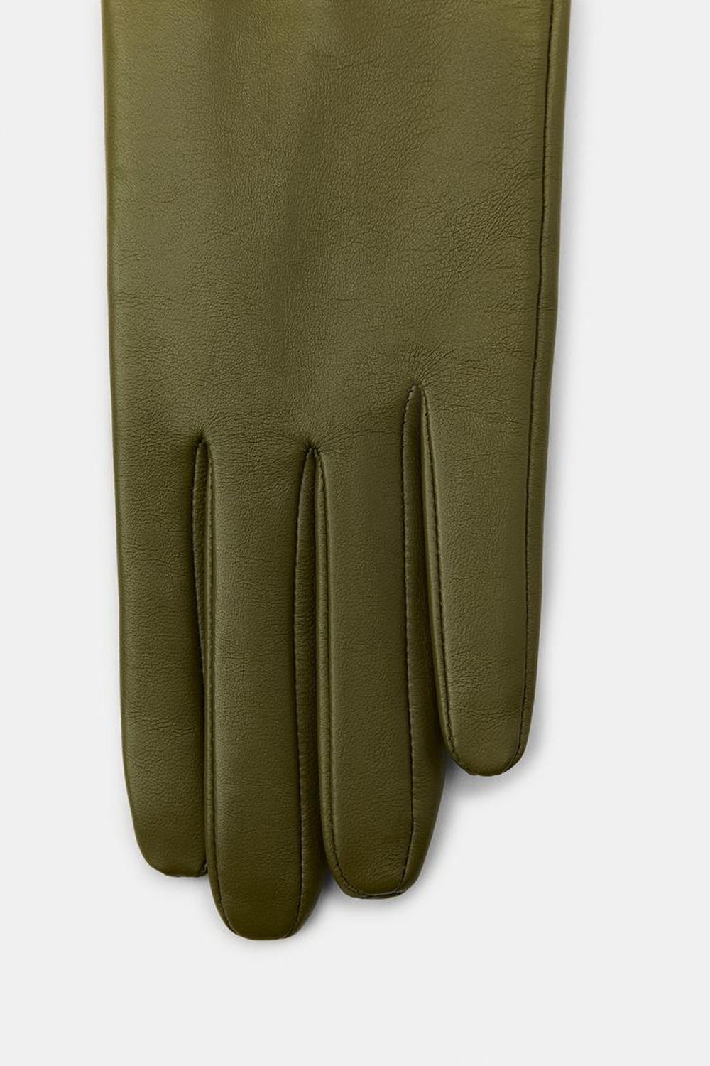 ZARA ДЛИННЫЕ ПЕРЧАТКИ ИЗ 100% КОЖИ, ЗЕЛЕНЫЙ