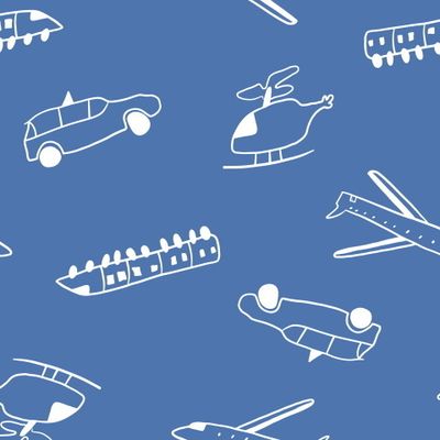 Паттерн Детские рисунки на синем фоне