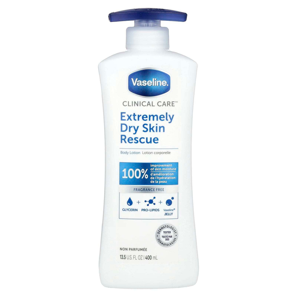 Vaseline, Clinical Care ™, средство для очень сухой кожи, лосьон для тела, без отдушек, 400 мл (13,5 жидк. унц.)