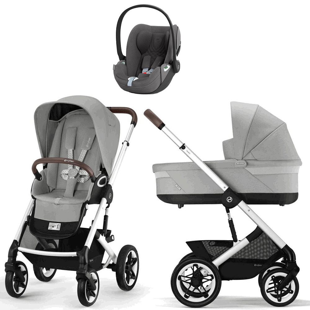 Коляска Cybex Talos S Lux SLV complete Cloud T Mirage Grey Plus Base T 4 в 1 Stone Grey с дождевиками