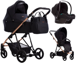 Детская коляска Bebetto Yoddi Premium Class 3 в 1 с автокреслом Avionaut Cosmo 02 черная кожа рама бронза