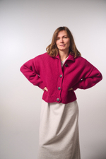 Кардиган с отложным воротником из мериноса ягодного цвета