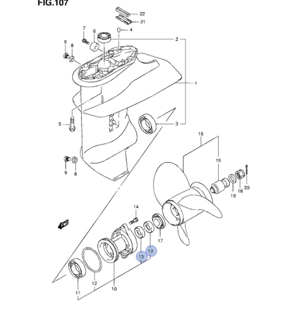 Сальник редуктора для лодочных моторов DF8,9.9,15,20