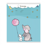 Тетрадь 12л., линия, Alingar, скрепка, блок офсет, 100% белизна, мелованный картон (стандарт), "Слоник"