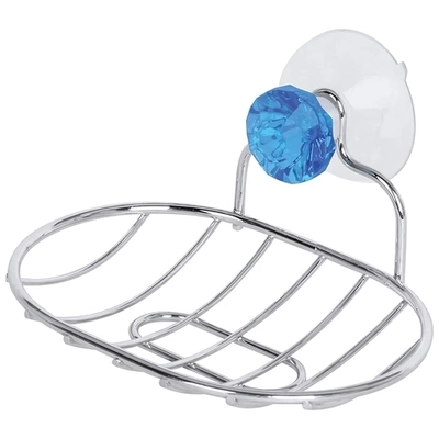 Мыльница подвесная овальная W2732A Бриллиант, синий (крепление: присоска)
