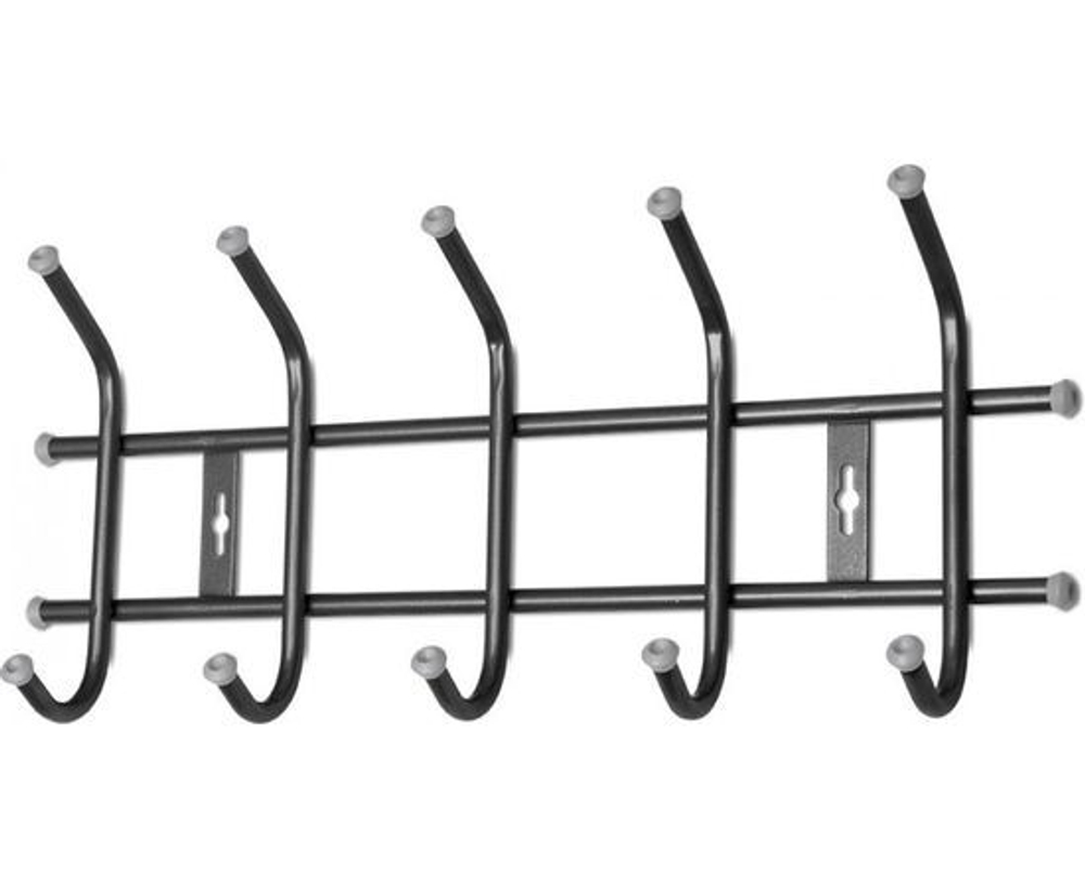 Вешалка настенная 5 крючков Д49,5хШ21,5хВ8,5см металл, цвет черный ВНТ5/Ч Nika