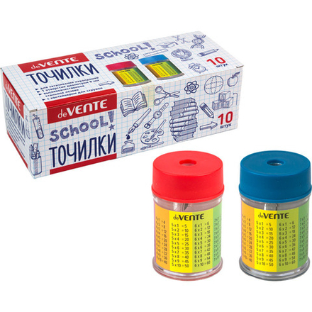 Точилка пласт. с контейнером  1 отв. "School. Таблица умножения"