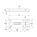 Шпингалет мебельный металлический SPD60х30 BL черный