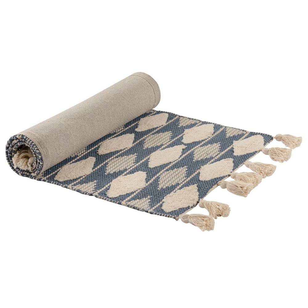 Ковер из хлопка синего цвета Argyle Ethnic 70х160 см