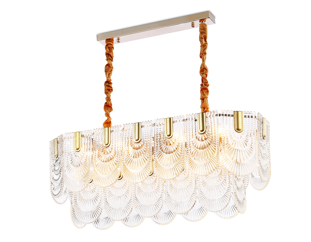 Подвесная люстра с хрусталем TR5389/12 GD/FR золото/белый матовый E27*12 max 40W 850*300*320