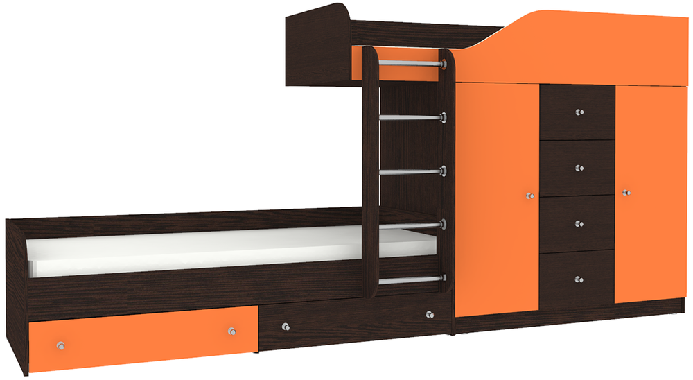 Двухъярусная кровать КарИВи Астра 6 Венге Оранжевый