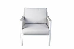 "Сан Ремо" кресло плетеное из роупа садовое, каркас алюминий белый, роуп бежевый, ткань бежевая