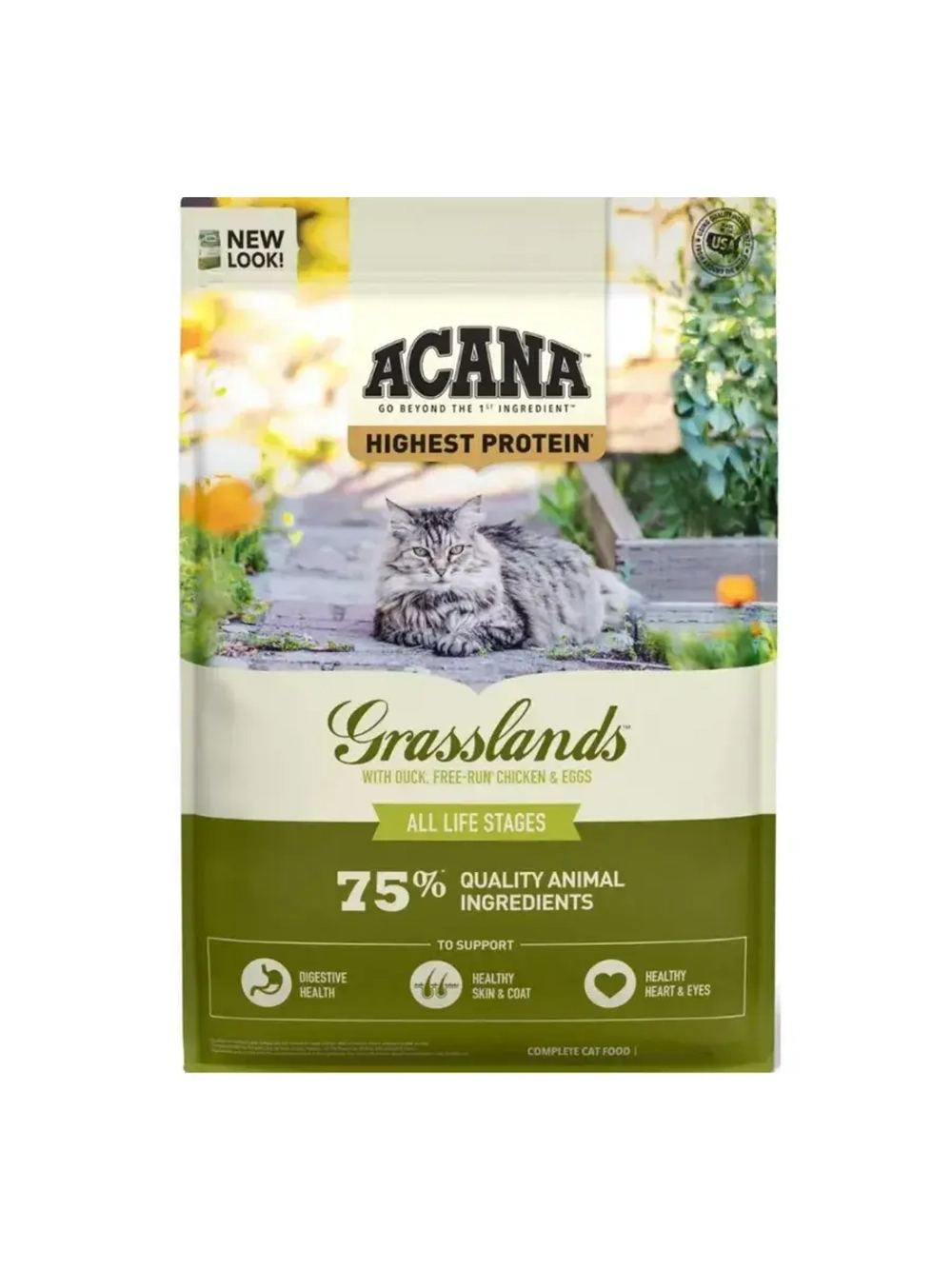Acana Grasslands (Акана) корм для кошек и котят с уткой курицей и индейкой 1,8 кг