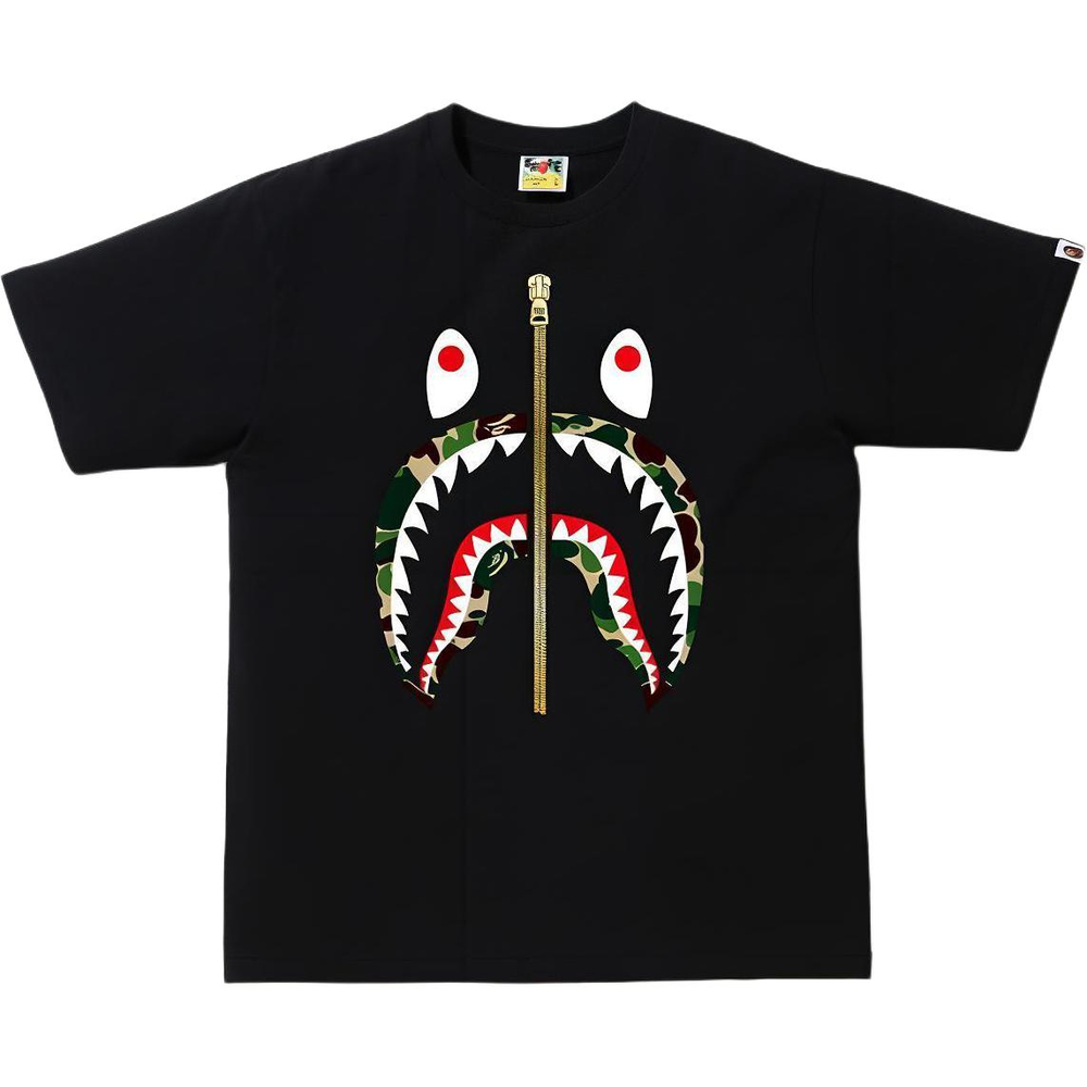 A Bathing Ape Bathing Ape Zip Shark Short Sleeve Футболка черный зеленый