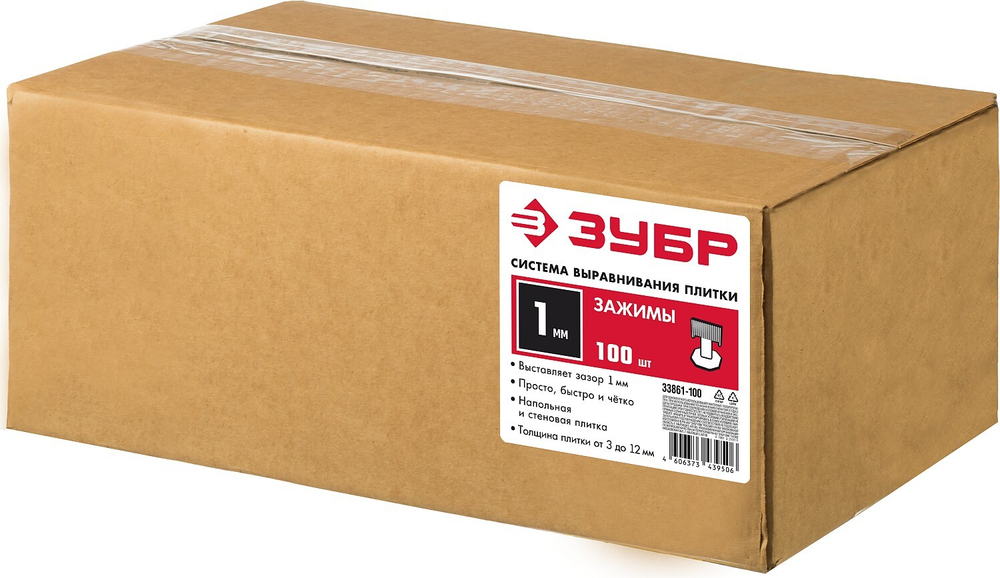 ЗУБР СВП, 1.0 мм, зажим 500 шт, система выравнивания плитки (33861-500)