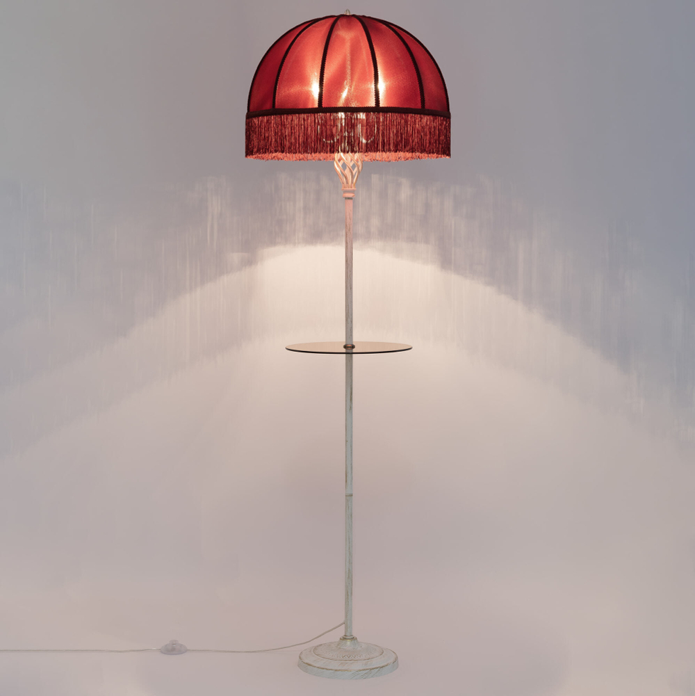 Citilux Базель CL407923T Торшер патина со столиком и красным абажуром