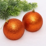 Новогодние шары 10 см (набор 2 шт) «Глиттер», янтарь