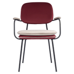 Стул с подлокотниками и контрастным кантом Bergenson Bjorn Pea, велюр, бордовый/бежевый