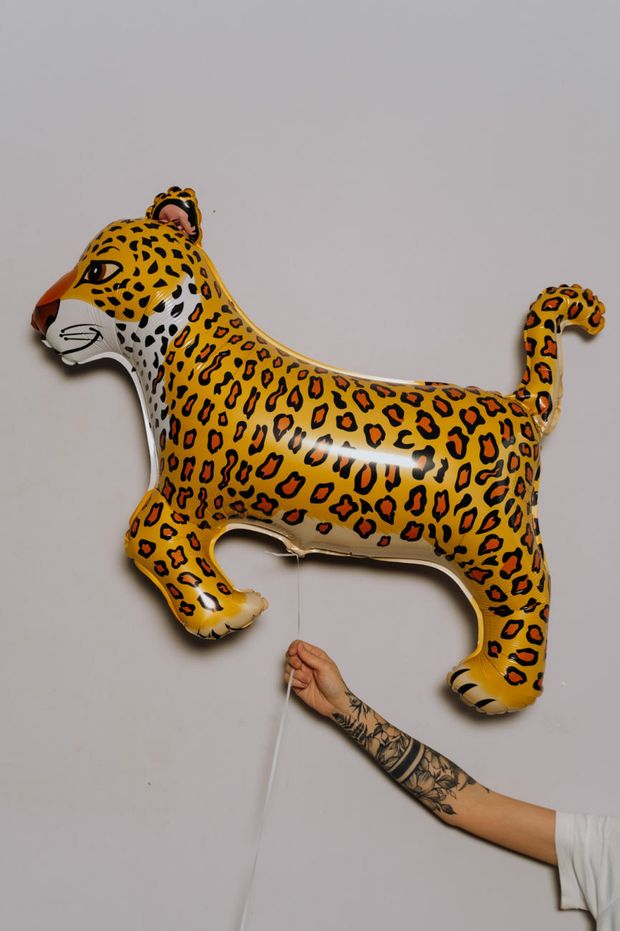 F Шар фигура Леопард (чёрный) 37"/93 см (БГ-30)