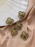 Пуговицы золотистые цветок (четырехлистник) в стразах ван кл