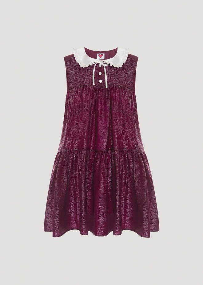 Блестящее платье-мини с воротничком