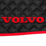 Ковры VOLVO FH-12 2002-2008г (автомат) (экокожа, черный, красный кант, красная вышивка)