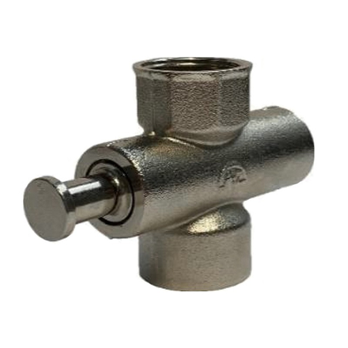 Кран латунный кнопочный Пензапромарматура КММ, Ду15, Ру16 для манометра, внутренняя резьба G1/2″- М20х1,5, под шлиц,  без фланца, без рукоятки