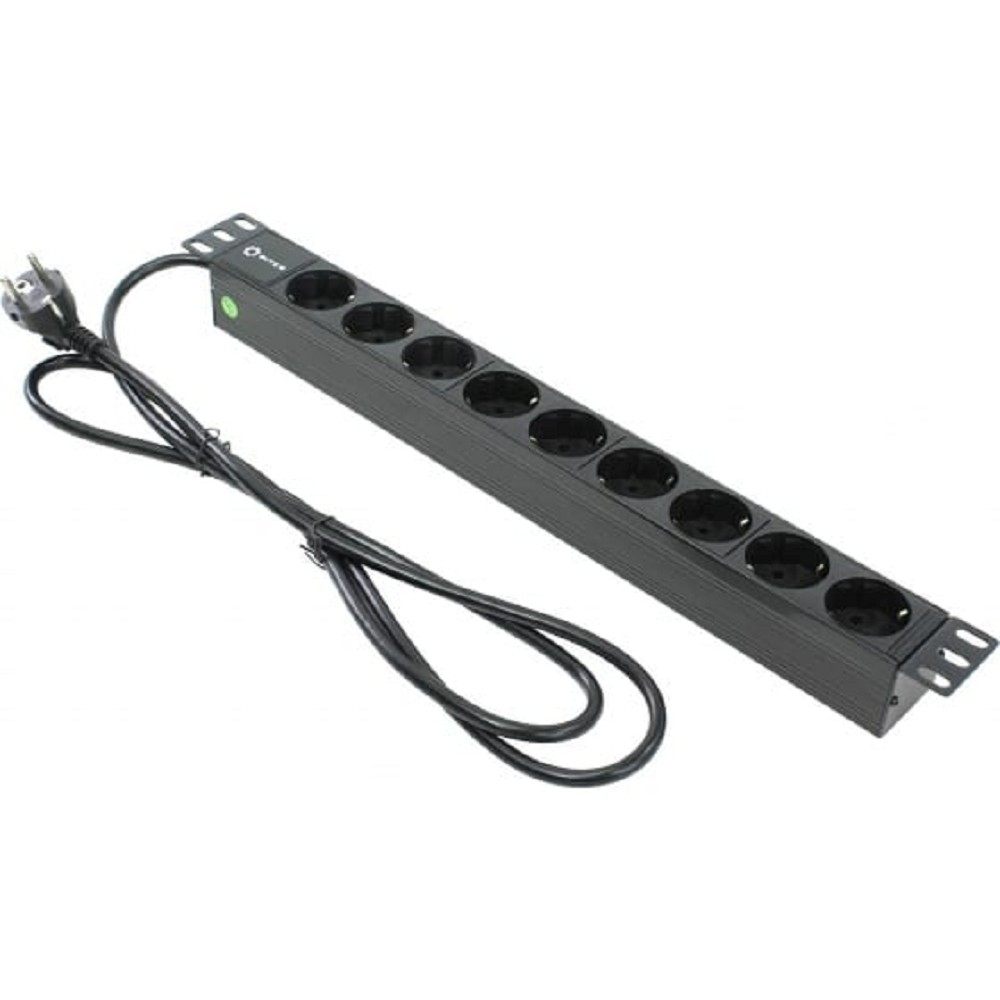 Блок розеток для телекоммуникационных шкафов 5bites PDU919P-02 Блок розеток 9S / PVC / 1U / 19" / 2M*3G*1.5MM2 / VDE