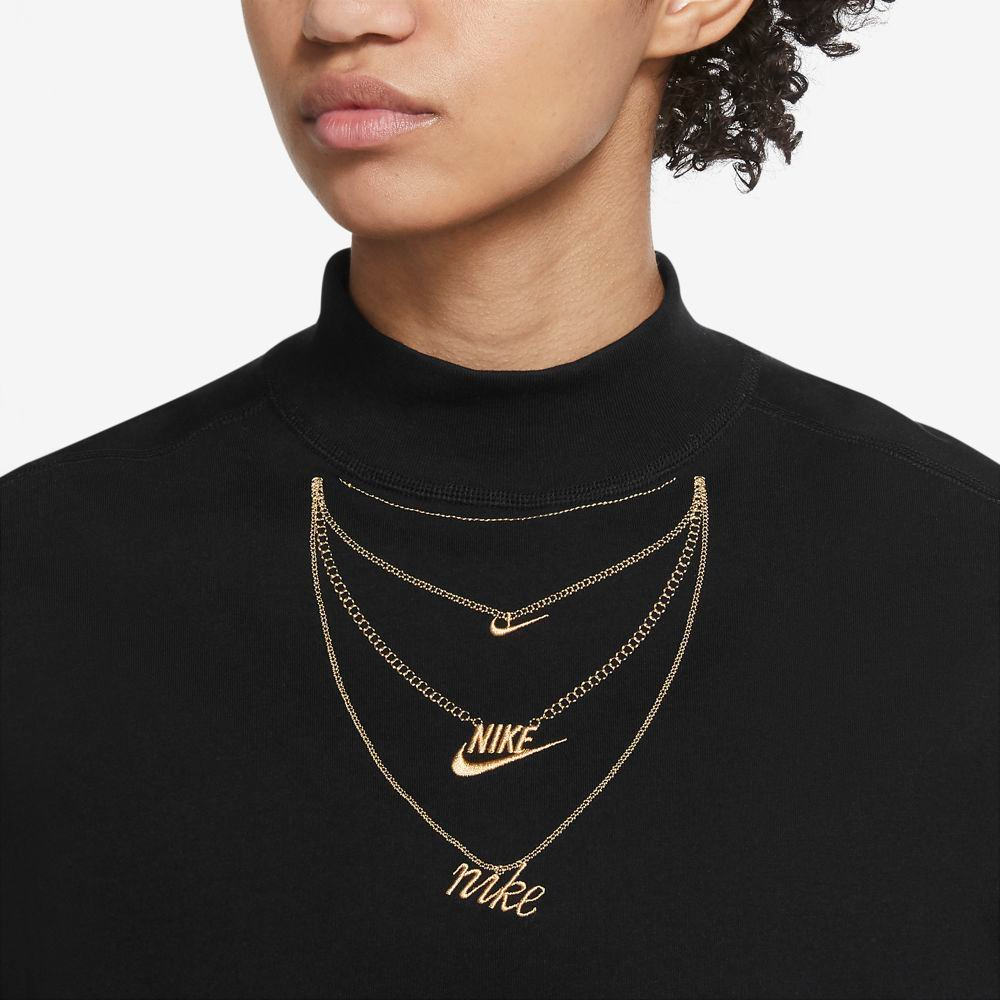 Nike gold necklace crew sweatshirt store