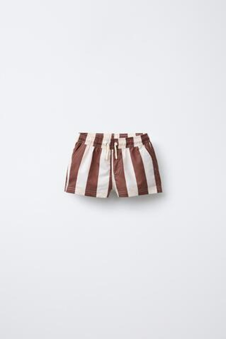 ZARA X HÔTEL MAGIQUE © ПЛАВКИ В ПОЛОСКУ С ПРИНТОМ, ОТТЕНОК КОРИЧНЕВОГО