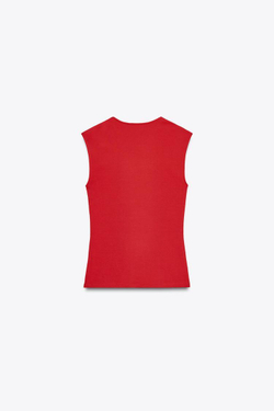 ZARA ТОП БЕЗ РУКАВОВ, КЛУБНИЧНЫЙ