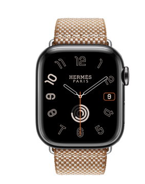 Apple Watch Hermès 41mm Space Black Stainless Steel Case with Gold/Ecru Toile H Single Tour