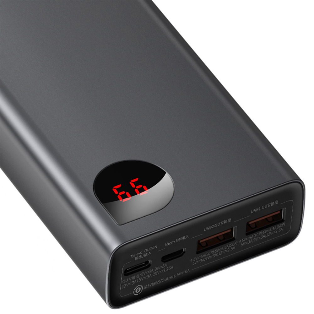 Внешний аккумулятор Baseus Adaman Metal Digital Display Quick Charge Power Bank 20000mAh 65W - Black