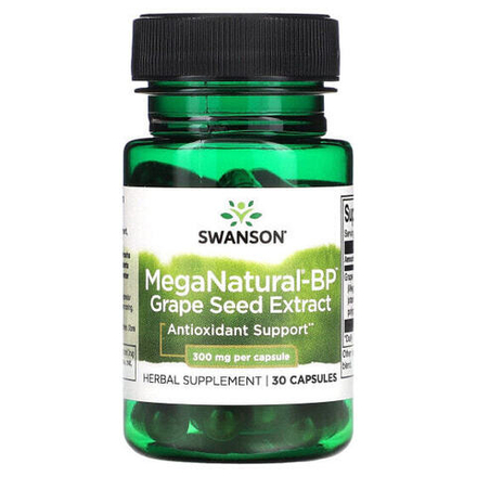 Антиоксиданты Swanson, MegaNatural-BP экстракт виноградных косточек, 300 мг, 30 капсул