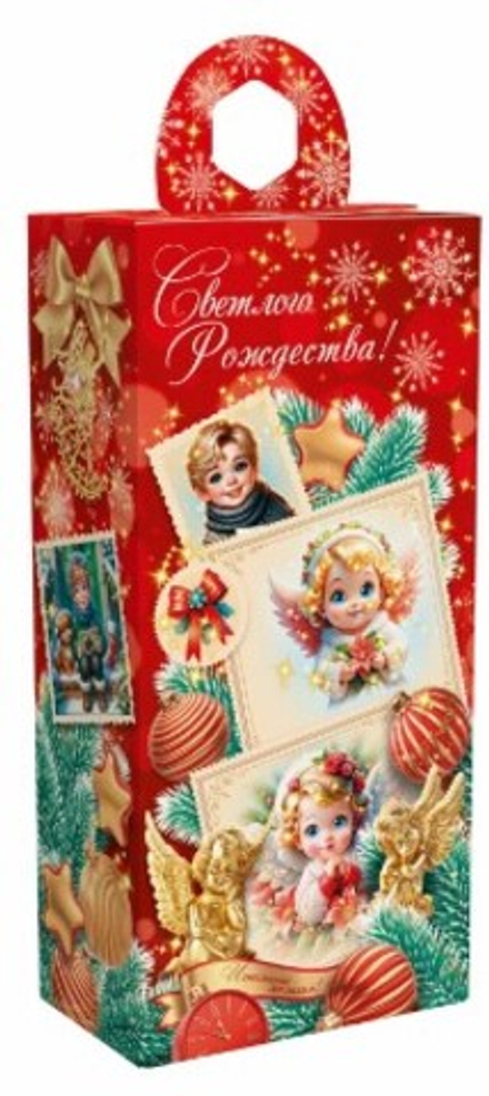 Подарочная коробка новогодняя "Серафимчики" фонарик 500 гр. (1/250шт)