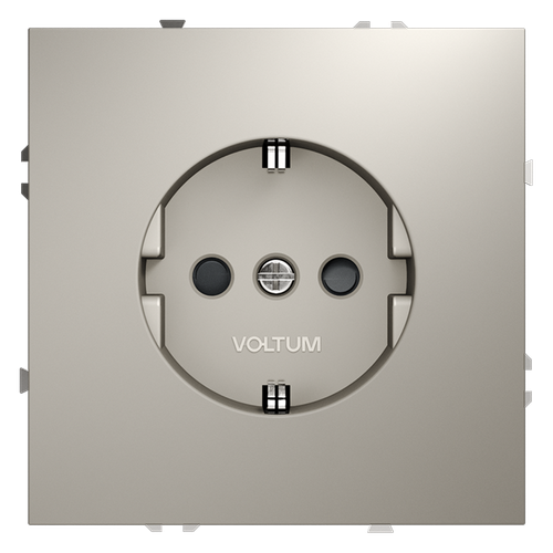 Розетка встраиваемая VOLTUM S70 с заземлением и защитными шторками, 16А, (кашемир)