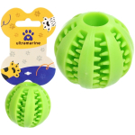 Игрушка - мячик для собак средних и крупных пород «ЗУБОЧИСТКА», цвет зеленый, d-5см (лейбл)