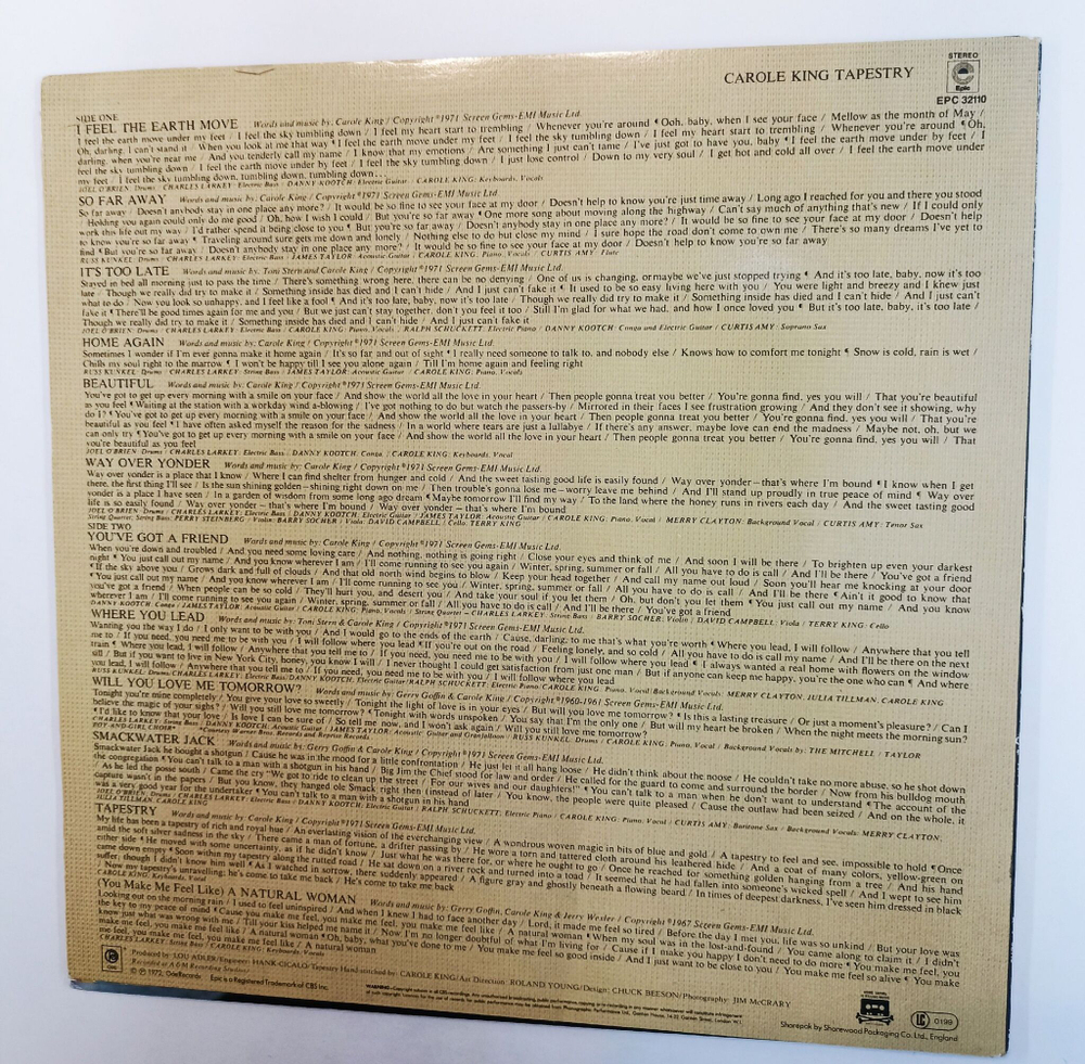 Винтажная виниловая пластинка LP Carole King Tapestry (UK 1984)