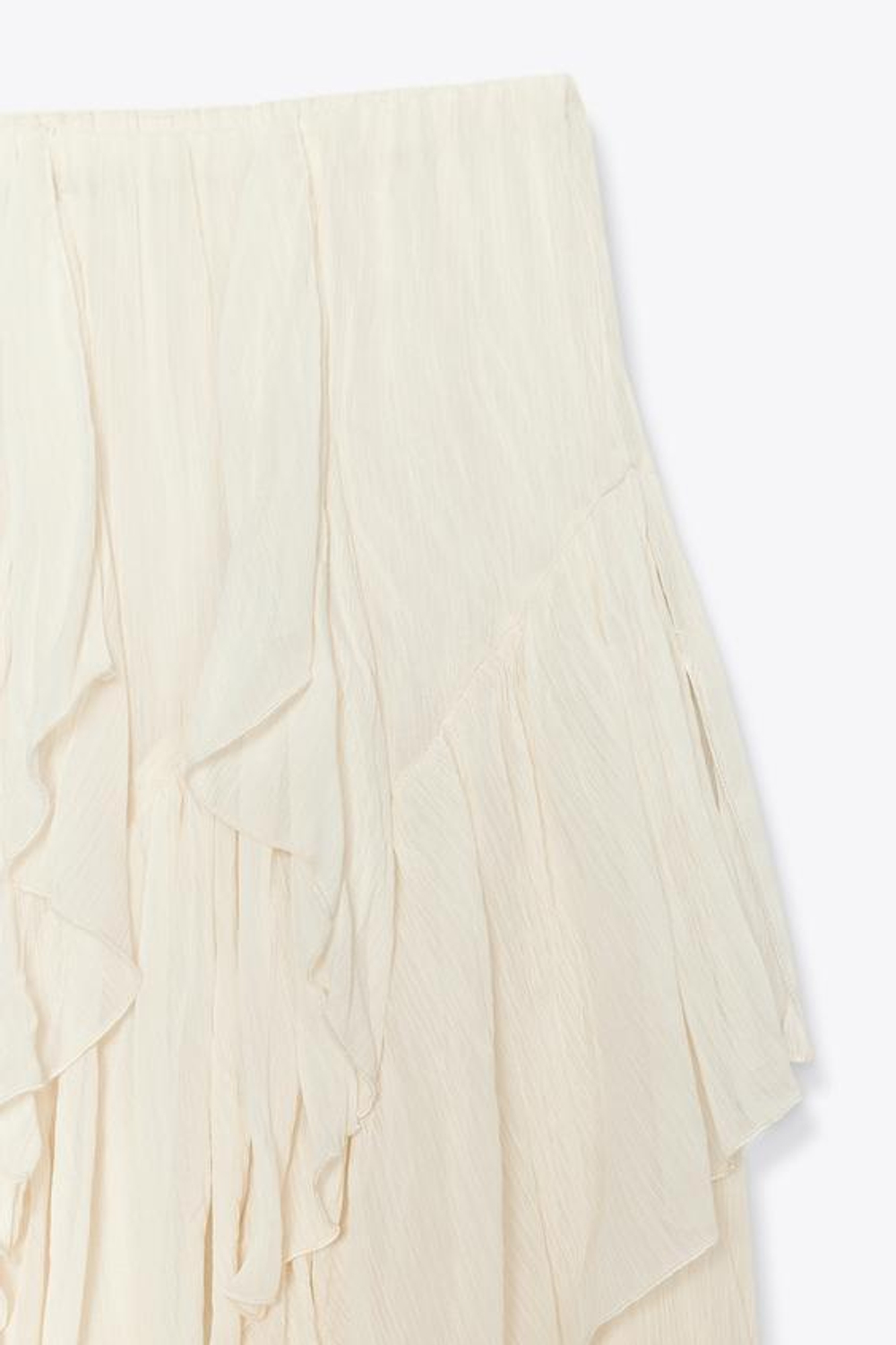 ZARA ЮБКА ИЗ ТКАНИ БАМБУЛА — ZW COLLECTION, ЖЕЛТОВАТО-БЕЛЫЙ