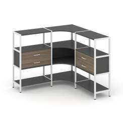 Shelf System Трехсекционный угловой стеллаж трехярусный с ящиками SN.STMU-331 Антрацит/Вяз Благородн