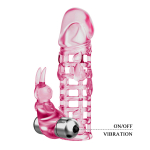 Розовая удлиняющая насадка 13см с вибрирующим стимулятором Baile Ultimate Love Steeve BI-026201