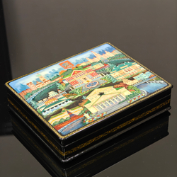 Шкатулка "Достопримечательности Москвы" худ. Костерина (Ручная роспись Палех)
