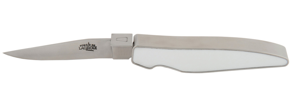 Нож складной 11см Forge de Laguiole ORA ITO Alain Delon белый с черным чехлом