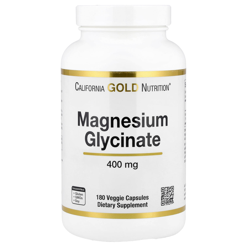 California Gold Nutrition, глицинат магния, 180 растительных капсул (133 мг в 1 капсуле)