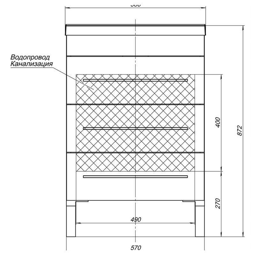 Тумба с раковиной Aquanet Верона NEW 58 белый (напольная 3 ящика)